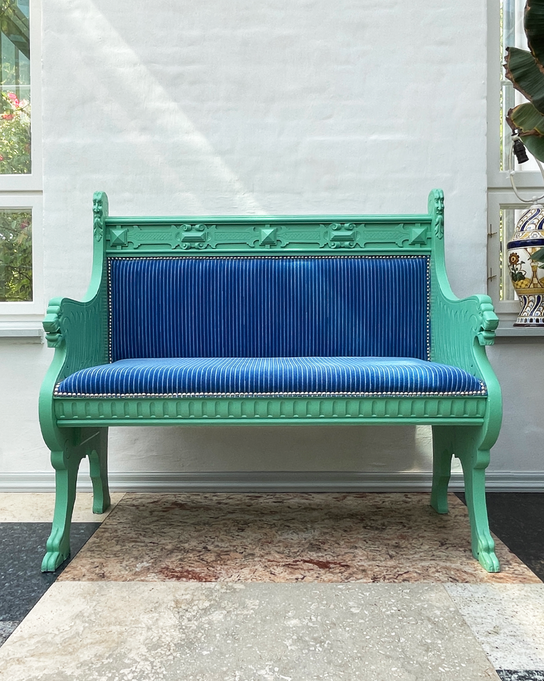 Antique Hand Painted Bench 1910s