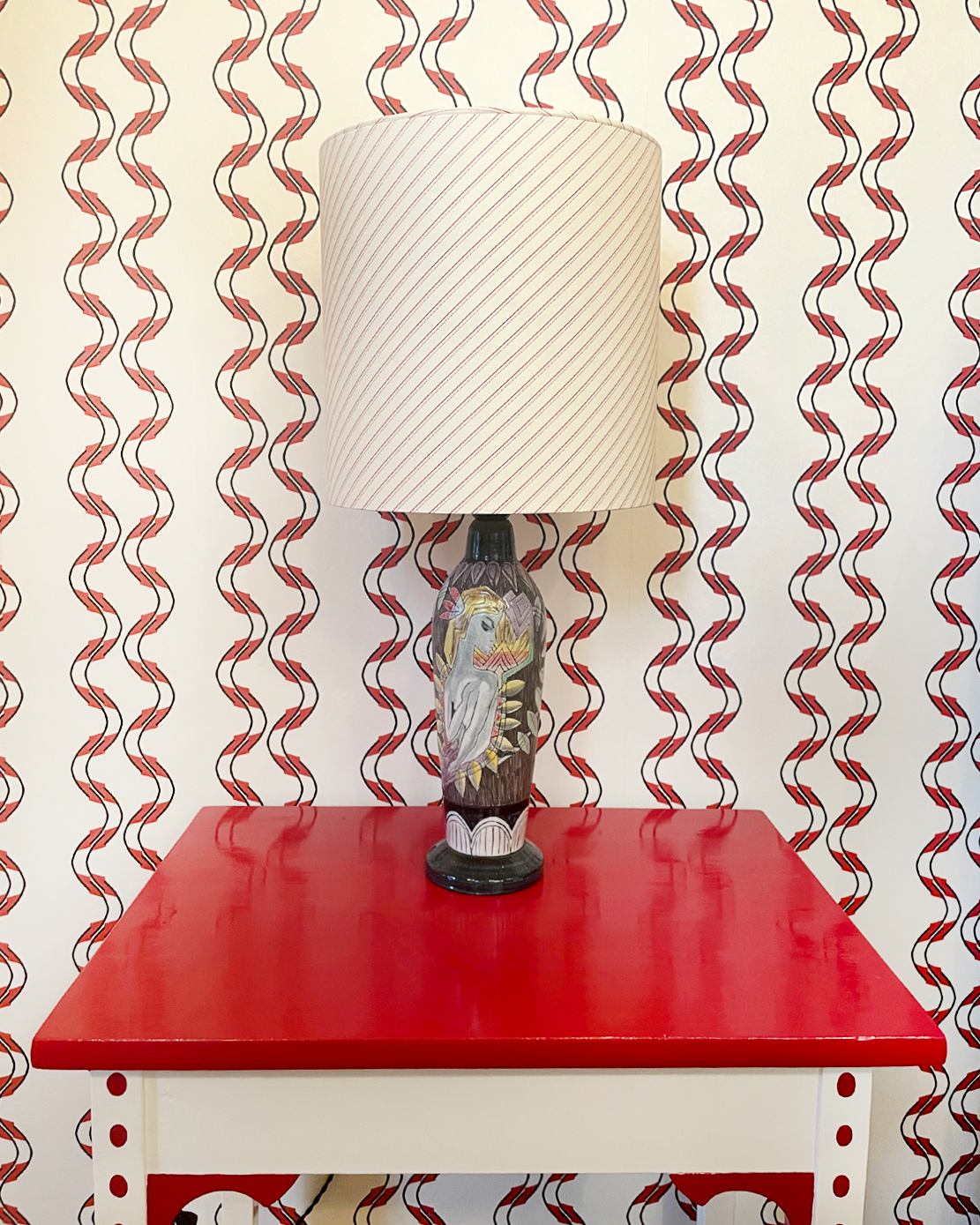 Vintage Keramik Bordlampe 1958